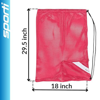 Sporti Mesh Swim Bag Drawstring Backpack, Equipment Bags For Swimmer - color: Hot Pink, style: 2. Mesh Bag With Zipper Pocket