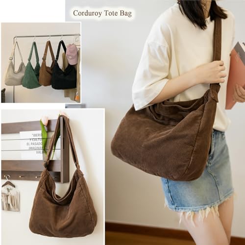 Canvas Tote Bag Casual Hobo Crossbody Shoulder Bag for Women and Men Large Purse Messenger Bag Travel Work - color: 2-brown