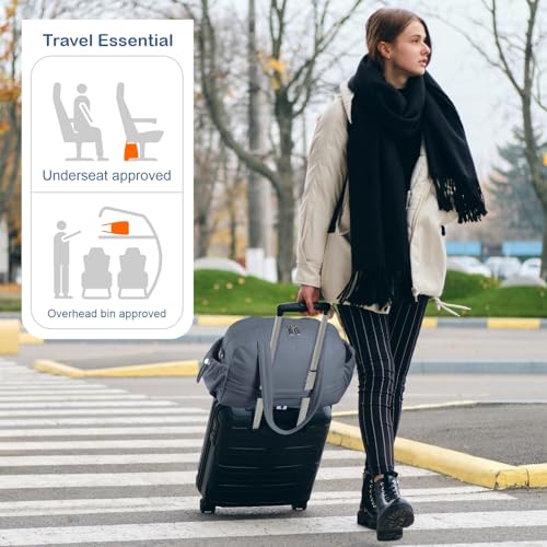 TOPDesign Travel Duffel Bag for Women, Puffer Gym Bag Sports Tote with Wet Pocket, Carry On Weekender with Luggage Sleeve (Blue Grey) - color: Blue Grey