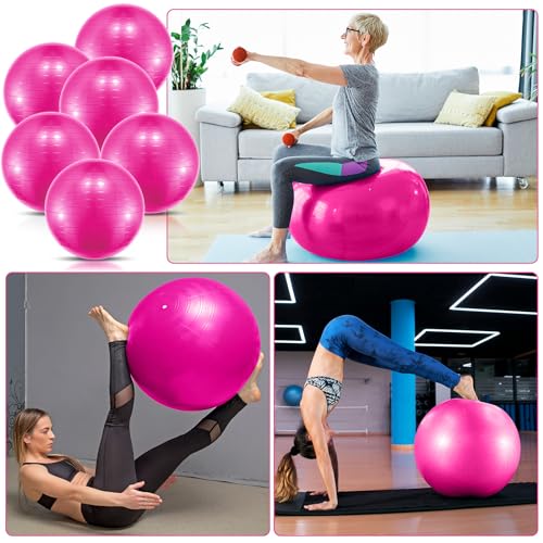 Jexine 6 Pcs Yoga Ball Exercise Ball - color: Pink, size: 25.59 Inch
