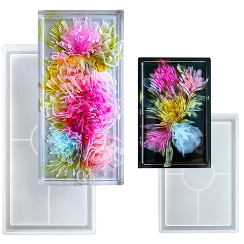 2 Pcs Rectangle Silicone Resin Molds for DIY Coaster & Trinket Dish | Durable silicone mold for resin casting,concrete,jewelry trinket dish.Ideal for home decor crafts,DIY gifts. - color: Rectangular tray