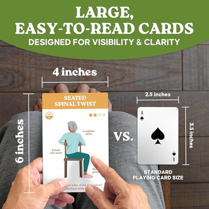 Zinsk 60 Chair Yoga Exercise Cards for Seniors Over 60 - Big 4" x 6" Cards
