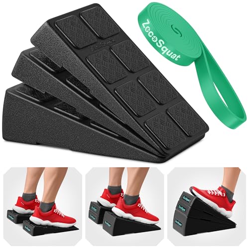 Squat Wedge Block Set of 3/5 - 960 LBS Capacity - Slant Board for Calf Stretching with 5 Stackable Angles - Calf Stretcher Slant Board - Workout Equipment - EPP Material for Exercise Equipment & Physical Therapy - color: Black&Green