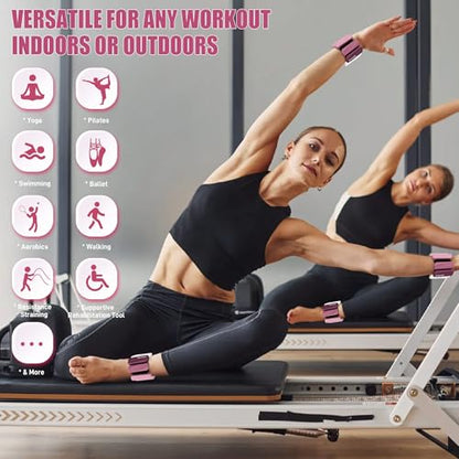 Ankle Wrist Weights for Women 2lbs/4lbs Pairs Adjustable Silicone Weights - color: Gradient Rose Mauve, size: 2 lbs Pair (1 lb Each)