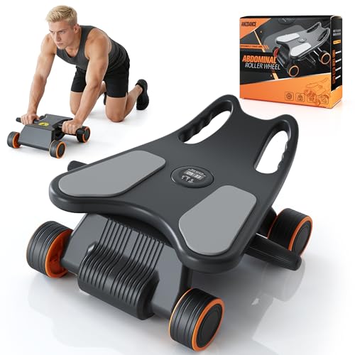 Ab Roller with Elbow Support,Exercise Roller Wheels with 4 Wheels | Abs Exercise Roller Abdominal Training with Knee Pad for Home Gym