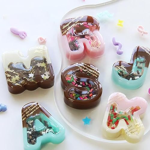 FUNSHOWCASE Alphabet Resin Shaker Molds Kawaii Keychain Charm Set Pack of 58 Silicone Trays Seal Films Precision Tip Applicator Bottle Kit Bundle - color: Alphabet Craft Pack of 58