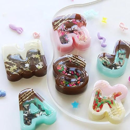 FUNSHOWCASE Alphabet Resin Shaker Molds Kawaii Keychain Charm Set Pack of 58 Silicone Trays Seal Films Precision Tip Applicator Bottle Kit Bundle - color: Alphabet Craft Pack of 58