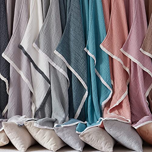 SE SOFTEXLY Muslin Throw Blanket, 4-Layer Dyed Yarn, 90”x102”, Coffee - color: 2-coffee, size: King-90" X 102"