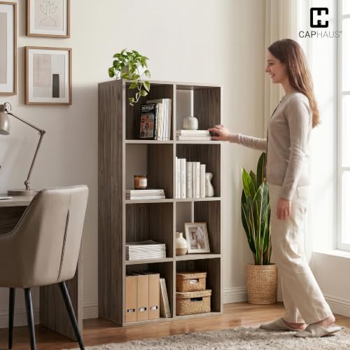 CAPHAUS 8-Cube Storage Organizer Shelf Bookcase, Dark Grey, 11-Inch - color: Dark Grey, size: 8 Cube