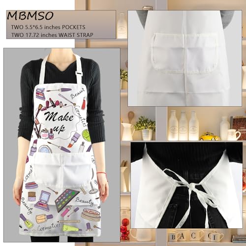 MBMSO Makeup Artist Aprons with Pockets Makeup Apron for Artist Esthetician Gift Cosmetology Student Gift Aprons - color: Makeup Artist Apron-w