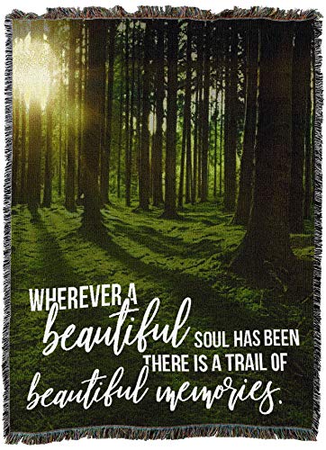 Pure Country Weavers Wherever A Beautiful Soul Has Been There is A Trail of Beautiful Memories Blanket - Sympathy Bereavement Gift Tapestry Throw Woven from Cotton - Made in the USA (72x54) - color: Beautiful Soul, size: 72" x 54"