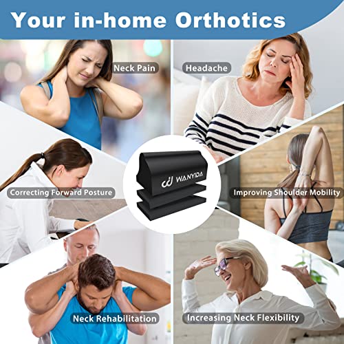 WANYIDA Neck Stretcher Chiropractic Pillows for Neck Pain Relief, Cervical Traction Device for Cervical Spine Alignment, Neck and Shoulder Relaxer, Cervical Orthotic Traction Block