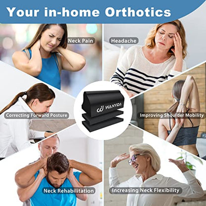 WANYIDA Neck Stretcher Chiropractic Pillows for Neck Pain Relief, Cervical Traction Device for Cervical Spine Alignment, Neck and Shoulder Relaxer, Cervical Orthotic Traction Block