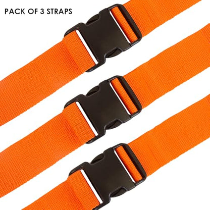 PrimaCare IR-5008-3 Pack of 3, 2 Piece Backboard Strap with Loop Lock for Patients, Adjustable Immobilization Straps with Quick Release Buckles for Spine Boards, 9 Feet, Orange - size: Loop Lock 9 Ft