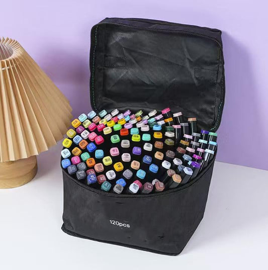 Alcohol Based Art Markers Set 120 Colors - Professional Double Sided Marcadores for Artist, Best Blendable Coloring Marker for Adults Coloring Books.Coloring Marker, Calligraphy Pens - color: Multicolor