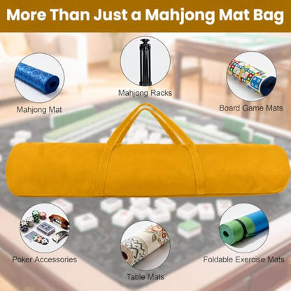 34-Inch Mahjong Mat Bag, Heavy-Duty Canvas Carrying Bag with Center Dual Handles & Smooth Zipper, Fits Mahjong Mat, Racks & Tiles, All-in-One Travel Storage Bag (Yellow) - color: Yellow