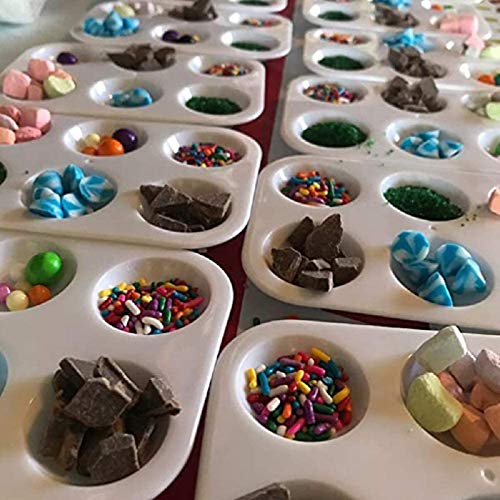 24 Pieces White Paint Plastic Palettes 6 Well Rectangular Watercolor Oil Palette Painting Tray Artist Craft Palettes