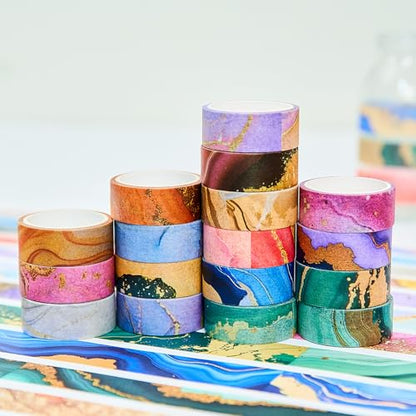 Marble Washi Tape Set 30 Rolls,Decorative Masking Tape for Junk Journal, Scrapbooking Supplies, DIY Crafting Supplies - style: Marble