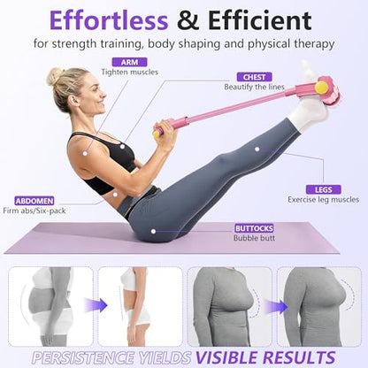 Pedal Resistance Band with Handle, 6-Tube Natural Rubber Exercise Bands - color: Pink