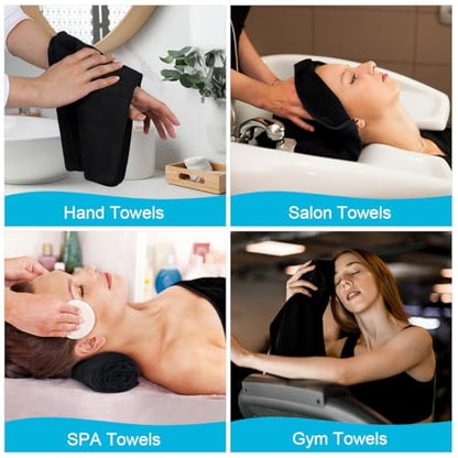 Orighty 24-Pack Black Hand Towels, 16x29 inch Microfiber Gym Towels - color: Black, size: 16 x 29 Inches (24 Pack)