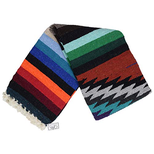 Open Road Goods Aztec Navajo Style Blanket, Throw, or Yoga Bolster - Handwoven Mexican Diamond Blanket (Multi Rust) - color: Multi Rust