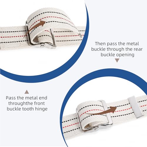 Gait Belt for Seniors 63 Inch with Sturdy Metal Buckle – Adjustable Physical Therapy Strap Transfer & Walking Assist Belt Safety Belt for Elderly Disabled Caregivers, Nurses, Physical Therapists - color: Off White