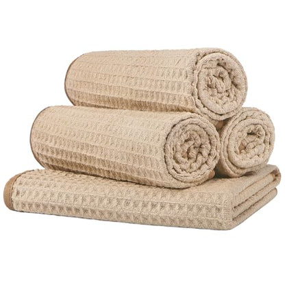 HOMEXCEL 4 Pack Gym Towels, Waffle Hand Towels for Bathroom, 15 X 25 Inch