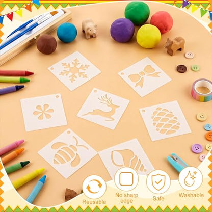 Fainne 100 Pcs 1.5 Inch Small Stencils for Crafts,Letter,Symbol | Reusable Painting Stencils for Wood Wall Card Making Scrapbooking Journaling, Portable Craft Templates - style: Letter,Symbol