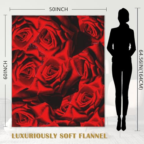 Red Rose Blanket, Rose Soft Lightweight Throw Blanket for Sofa Couch Bed Room 50x60 inch - color: Rose