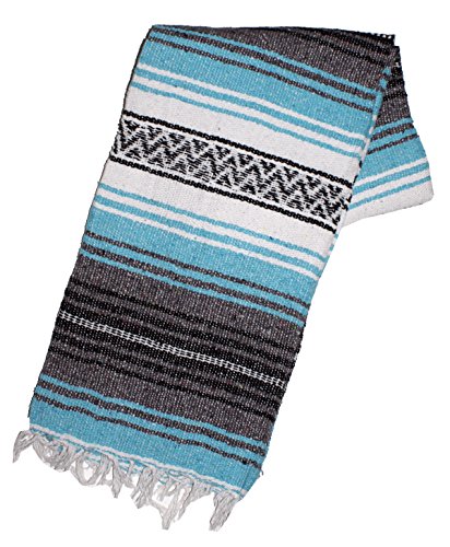 Canyon Creek Authentic Mexican Yoga Falsa Blanket (Turquoise) - color: Turquoise