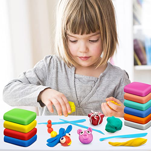 Air Dry Clay, 24 Colors Modeling Magic Clay for Kids | Includes Tools, Soft & Ultra Light, Ages 3-8+ Years, Boys & Girls - color: 24 Colors