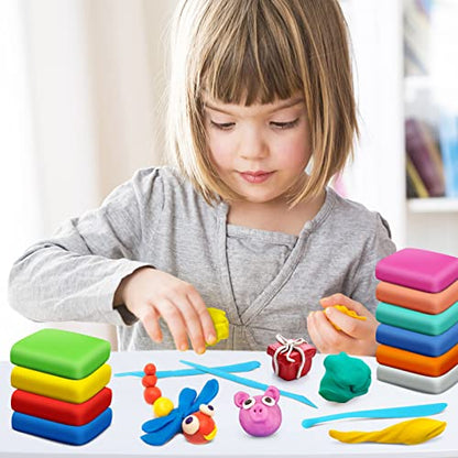 Air Dry Clay, 60 Colors Modeling Magic Clay for Kids | Includes Tools, Soft & Ultra Light, Ages 3-8+ Years, Boys & Girls - color: 60 Colors