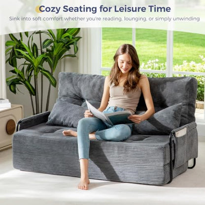 MAXYOYO Adjustable Folding Sofa Bed Couch with 2 Pillows, Dark Grey - color: Dark Grey