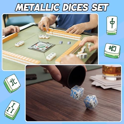 2 Pcs Mahjong Dice Metal, Classic, Silver Blue | D6 Mah Jong Dice,Standard Size Mahjong Dice, Durable Material, Replacement for Lost Dice, Board Game Mahjong Supplies - color: Silver Blue, size: Classic