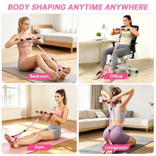 MENOLY 손잡이가 달린 다기능 페달 저항 밴드, 3가지 레벨 튜브 조절 가능한 저항 밴드, 복부, 허리, 팔, 코어/ABS, 다리 운동용, 여성 및 남성용