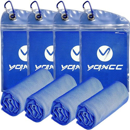 YQXCC 쿨링 타월 4팩, 101.6cm x 30.5cm(40 x 12인치), 목과 얼굴을 위한 쿨 콜드 - color: 다크 블루 4팩