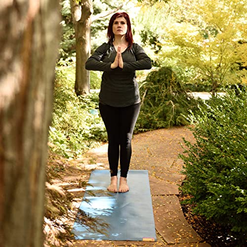 Hugger Mugger Tapas Travel Yoga Mat - Super Portable and Durable, Textured Sticky Surface, May be Folded or Rolled, Packable, Economical - color: Blue