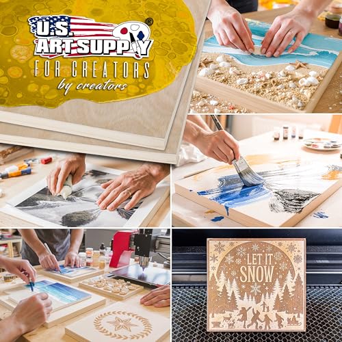 U.S. Art Supply 06" x 06" Unfinished Cradled Wood Panels for Painting, Studio 3/4" Deep (5 Pack) - Artist Depth Birch Wooden Wall Canvases - Mixed-Media Craft, Acrylic, Oil, Encaustic, Paint Pouring - size: 6" x 6", style: Square