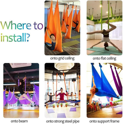 Aerial Yoga Hammock L:5M W:2.8M 5.5 Yards Aerial Pilates Silk Yoga Swing Set with 2000 Ibs Load Include Daisy Chain, Pose Guide - color: Light Purple