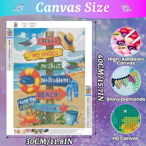 Artykapby Diamond Art Kits for Adults Beach,Beach Diamond Painting12x16inch | Diamond Painting Kits for Adults,5D DIY Full Drill Diamond Art Kits for Gift Home Wall Decor - color: KPZSH002