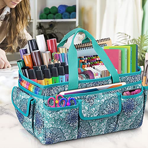 FINPAC Craft Storage Tote Bag with Pockets, Scrapbooking Carrying Case - color: *Emerald Illusions