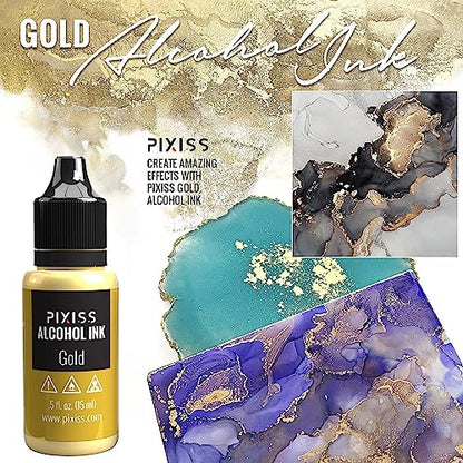 Gold and Silver Alcohol Inks(.5oz) with Ink Air Blower - .5oz Metallic Alcohol Pigment Resin Dye, Alcohol Inks for Epoxy Resin - Mini Craft Air Blower for Card Making, Embossing, Inks, etc