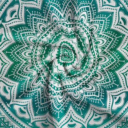Printed Hot Yoga Mat Towel, Non-Slip, Absorbent，72 x 27 in - color: Green Mandala