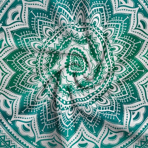 Printed Hot Yoga Mat Towel, Non-Slip, Absorbent，72 x 27 in - color: Green Mandala
