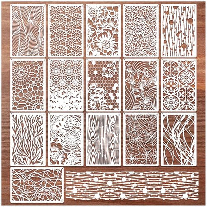 16 Pieces Stencils for Painting, Abstract Texture Mixed Media Art Supplies Crafts Reusable Layering Stencil Brick Pattern Templates for Drawing Card Making Canvas Furniture Paper (Mixed16) - style: Mixed16