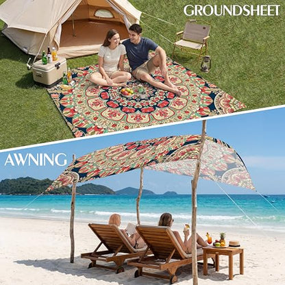 Aroveea Beach Blanket Waterproof Sandproof 78''X81''/10'X9' Oversized Mat - color: Mandala5, size: 78''x81''