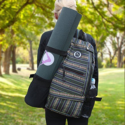 AURORAE Yoga Mat/Gym/Pickleball Cross-body Sling Back Pack. Mat sold separately - color: Green Stripe