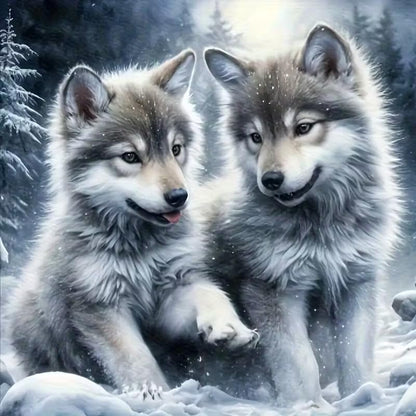 Shouruihua Diamond Painting Kits for Adults, Little Wolf Diamond Art Kit | Wolves, Gem Art, Diamond Dotz Kits, Cute Animal, Diamond Dots, Full Round Drill Diamond Painting Kits for Adults, 11.8x11.8in - color: Wolf