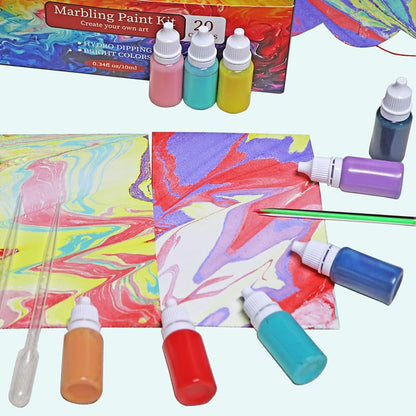 27PCS Water Marbling Painting Kit, Christmas Water Paint for Craft, Turkish Marble Pattern Craft Set,Cream Watercolor Art Kit, Perfect for Christmas, Halloween, Thanksgiving & New Year Gifts - color: 27pcs cream water marbling kit