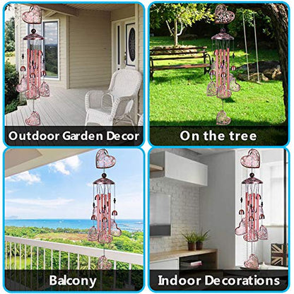 Garden Loving Heart Wind Chimes Outdoor Indoor Decor, Hand-Made Heart Musical Wind Chime, Mobile Wind Catcher Romantic Wind-Bell for for Home, Mom Gifts, Balcony, Festival, Tree, Garden Decoration